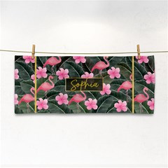 Personalized Tropical Summer Flamingo Name Any Text Hand Towel