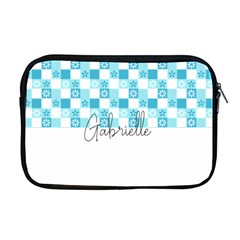 Personalized Name Any Text Checked Pattern with Little Flower - Apple MacBook Pro 17  Zipper Case