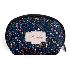 Personalized Floral Pattern Name Any Text - Accessory Pouch (Large)