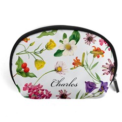 Personalized Hand Drawn Floral Name Any Text - Accessory Pouch (Large)