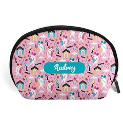 Personalized Happy Mouse Illustration Name Any Text - Accessory Pouch (Large)