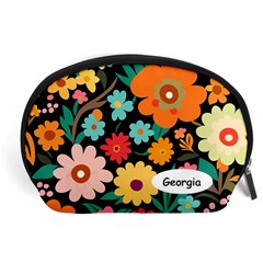 Personalized Floral Name Any Text - Accessory Pouch (Large)