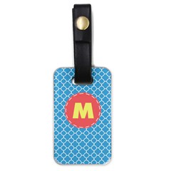 Quatrefoil Pattern Monogram - Luggage Tag (one side)