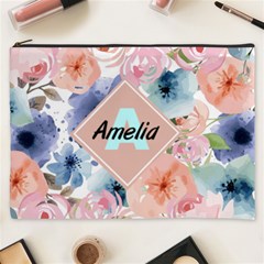 Watercolor Floral Initial Wedding - Cosmetic Bag (XXXL)