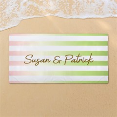 Custome Stripe Color Any Text Couple Name - 54 X27  Super Absorbent Beach Towel	