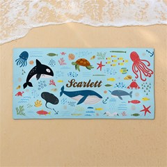 Custom Sea Creatures Animals Any Text Name - 54 X27  Super Absorbent Beach Towel	