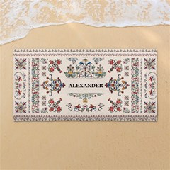 Custom Vintage Flourish Ornament Any Text Name - 54 X27  Super Absorbent Beach Towel	