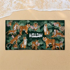 Custom Tiger Illustration Any Text Name - 54 X27  Super Absorbent Beach Towel	