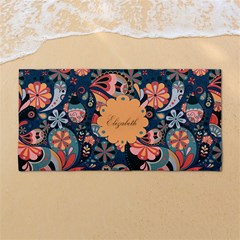 Custom Paisley Floral Any Text Name - 54 X27  Super Absorbent Beach Towel	