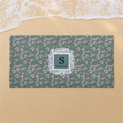 Custom Floral Initial Name - 54 X27  Super Absorbent Beach Towel	