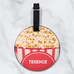 Personalized Popcorn Pattern - Nappa Leather Luggage Tag Round