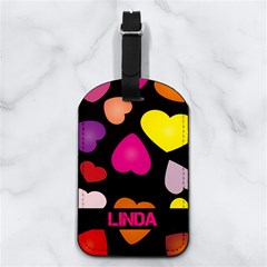 Multicolored Hearts - Nappa Leather Luggage Tag Rectangle