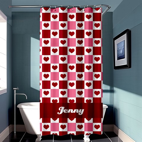 Valentine Gingham Heart By Xiu Curtain(36 X72 )