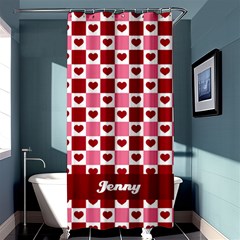 Valentine Gingham Heart - Shower Curtain 36  x 72  (Stall)