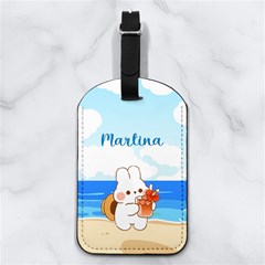 Beach Bunny Any Text Name - Nappa Leather Luggage Tag Rectangle