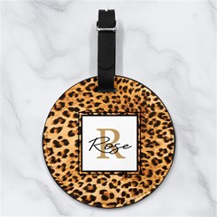 Custom Animal Skin Initial Name Any Text - Nappa Leather Luggage Tag Round