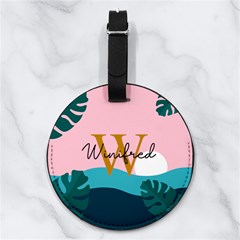 Sea View Any Text Name - Nappa Leather Luggage Tag Round