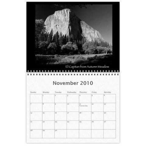 B&w Calendar Yosemite And More  2010 18 Month By Karl Bralich Nov 2010