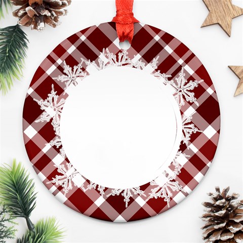 Peppermint Plaid And Snowflake Ornament By Klh Front