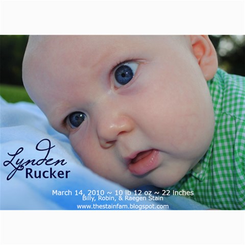 Lynden Rucker Announcement By Robin 7 x5  Photo Card - 2