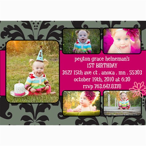 Peyton s First Birthday Invites By Sarah Heineman 7 x5  Photo Card - 4