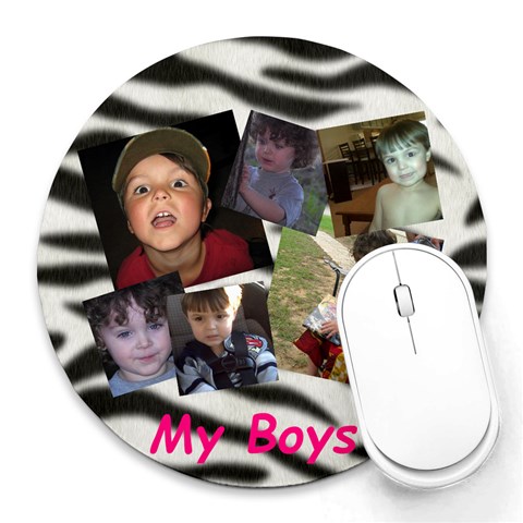 Boys Mousepad By Stacie Bennett 8 x8  Round Mousepad - 1