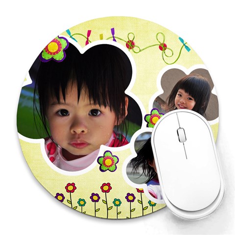 Mouse By Yvonne Tse 8 x8  Round Mousepad - 1