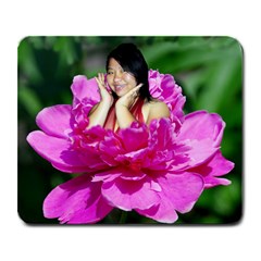 White Flower turns....color - Large Mousepad