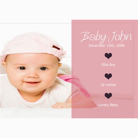 Baby Card By Wood Johnson 7 x5  Photo Card - 9