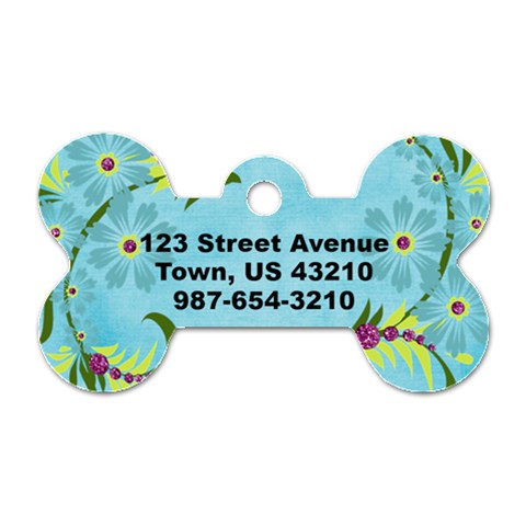 Blue Floral Dog Tag By Mikki Back