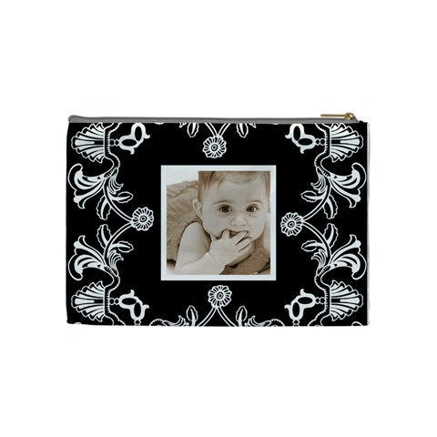 Art Nouveau Black & White Medium Cosmetic Bag By Catvinnat Back