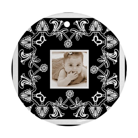 Art Nouveau Black & White Round Ornament By Catvinnat Front