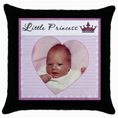 Little Princess Pillow - Throw Pillow Case (Black)