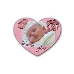 Baby Girl - Rubber Heart Coaster