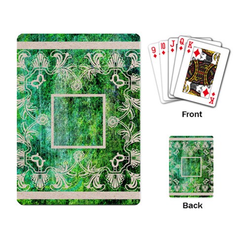 Art Nouveau Green Lace Playing Cards By Catvinnat Back