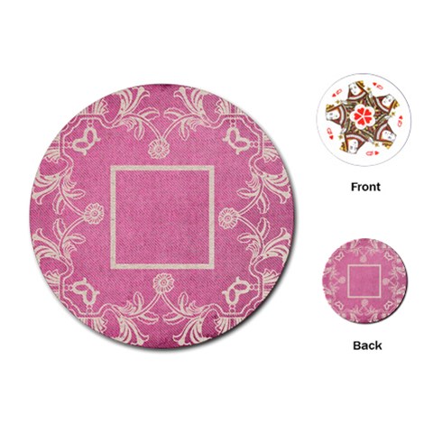 Art Nouveau Pink Lace Round Playing Cards By Catvinnat Front