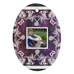 art nouveau purple lace  oval ornament - Oval Ornament (Two Sides)