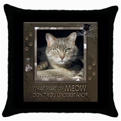 Cat Pillow #2 - Throw Pillow Case (Black)