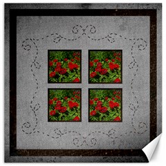 Art Nouveau poppies grey & brown  12 x 12 canvas - Canvas 12  x 12 