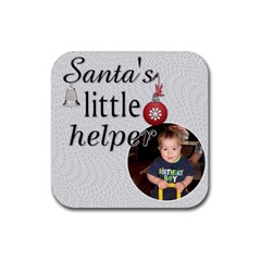 Santa s Little Helper Christmas Coaster - Rubber Coaster (Square)