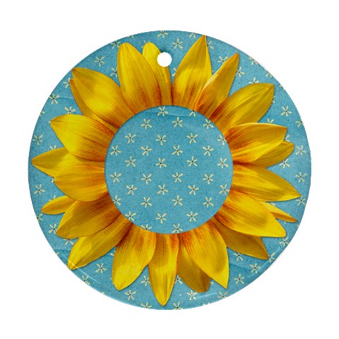 Sunflower Round Ornament By Mikki Front