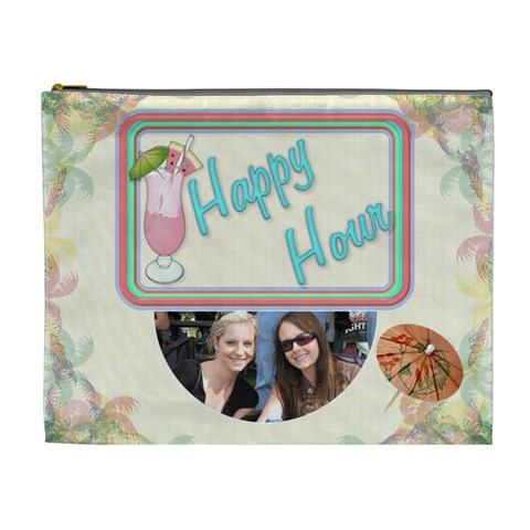 Happy Hour Xl Cosmetic Bag By Lil Front