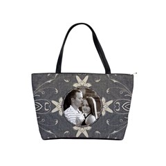 Charcoal Floral Shoulder Handbag - Classic Shoulder Handbag