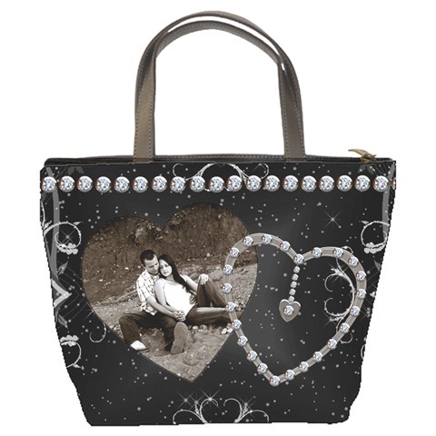 Diamond Studded Love Bucket Bag By Lil Back