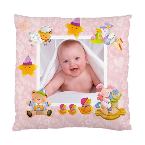 Blankie Bunny Baby Girl Double Sided Cushion By Catvinnat Front