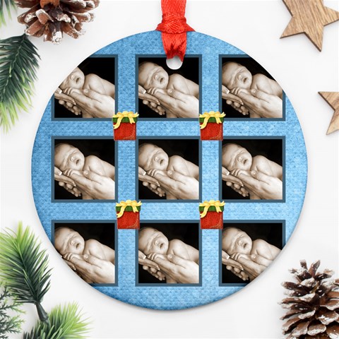 Happy Holidays Round Ornament 3 By Catvinnat Back