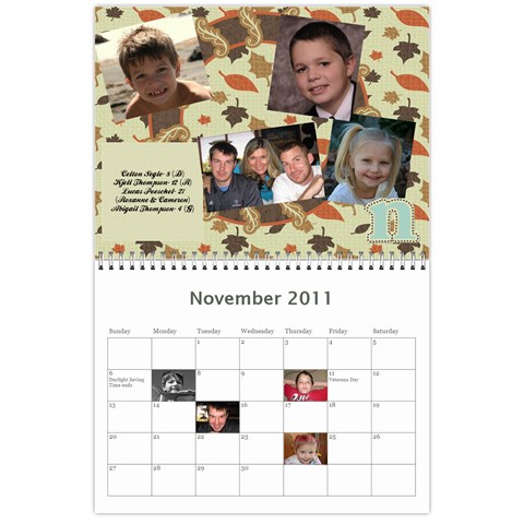 Family Calendar 2011 By Colette Nov 2011