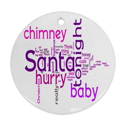 Santa Baby Round Christmas Ornament 2 Bright Pink & Purple By Catvinnat Front