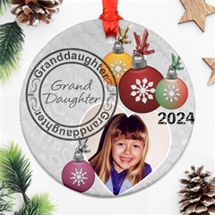 Granddaughter Christmas Ornament - Round Ornament (Two Sides)