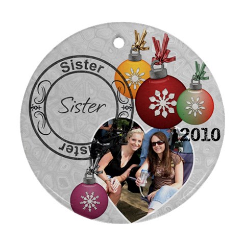 Sister Christmas Ornament By Lil Front